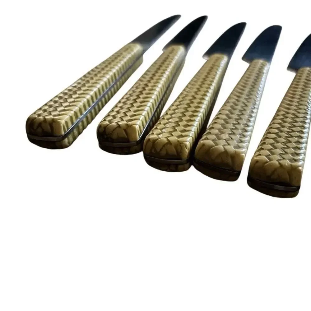 Faux Weaved Bamboo Flatware Lot Of 14